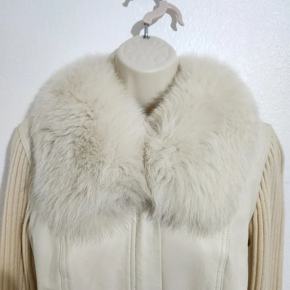 FOX FUR Lamb Skin LEATHER WOOL SNOWBUNNY Ski Jacket - Picture 6 of 14